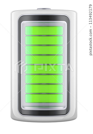 Fully Charged Battery, front view. 3D rendering 113492179
