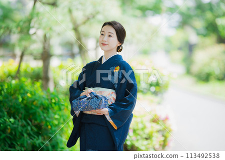 A woman wearing a formal kimono A woman wearing a formal kimono 113492538