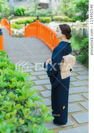 A woman wearing a formal kimono A woman wearing a formal kimono 113492546