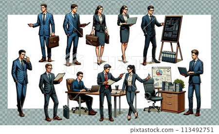 辦公室工作人員插圖集 113492751