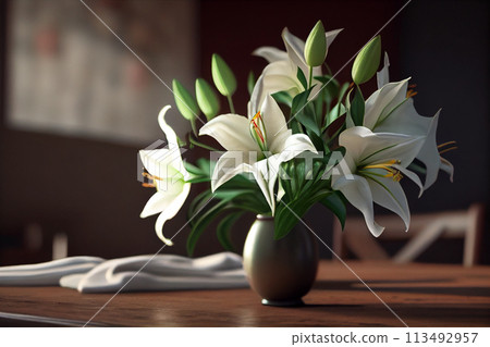 bouquet of yellow and white lilies bouquet of yellow and white lilies 113492957