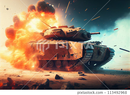 a illustration of a battlefield in war with tanks a illustration of a battlefield in war with tanks 113492968