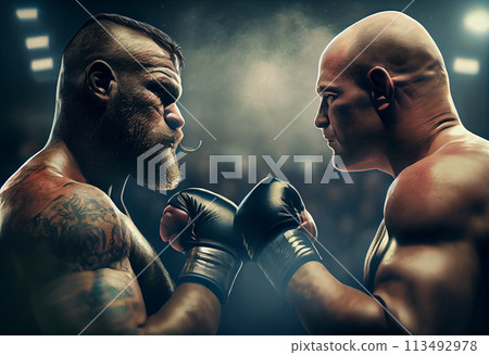 A couple of boxers bumping fists before a fight 113492978