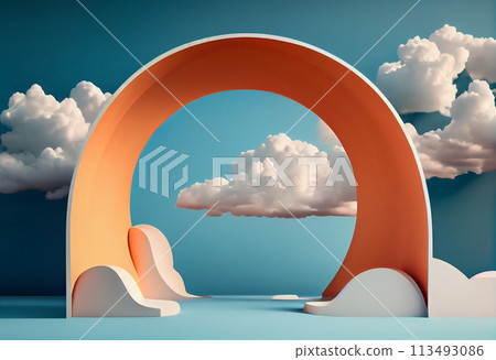 abstract peachy background with blue sky inside abstract peachy background with blue sky inside 113493086