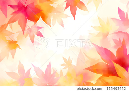 美麗的秋葉水彩風格框架背景 113493632
