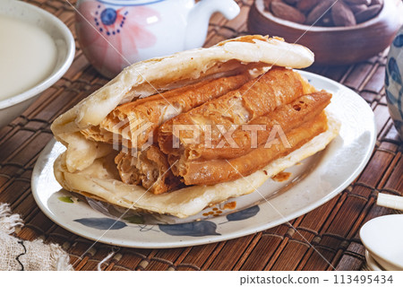 clay oven rolls  and fried bread stick  113495434
