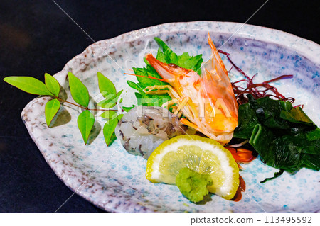 Tiger prawn sashimi Tiger prawn sashimi 113495592