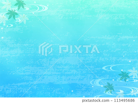 Watercolor style blue autumn leaves and water surface background Watercolor style blue autumn leaves and water surface background 113495686