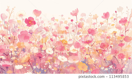 Ornate colorful floral watercolor background Ornate colorful floral watercolor background 113495853