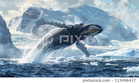 Humpback Whale Leaping Out of Water Humpback Whale Leaping Out of Water 113496417