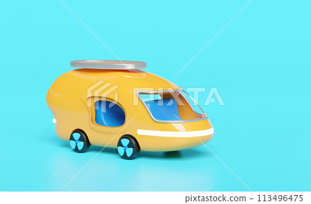 3d bus or van isolated on blue background. public transportation concept, 3d render illustration 113496475
