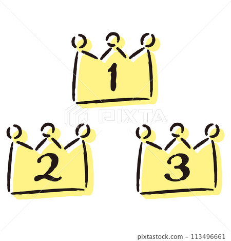 Simple and stylish 1st, 2nd, and 3rd place crown ranking parts set (yellow) Simple and stylish 1st, 2nd, and 3rd place crown ranking parts set (yellow) 113496661
