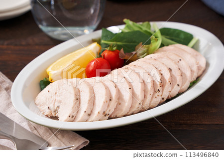Chicken ham served on a plate Chicken ham served on a plate 113496840