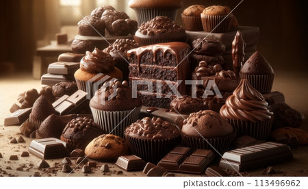 Lots of chocolate sweets 113496962