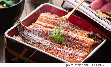Luxurious and satisfying eel rice bowl 113497285