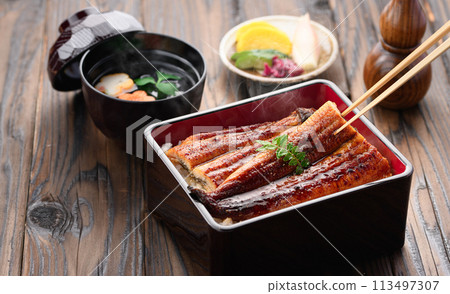 奢華且充滿活力的鰻魚飯 奢華且充滿活力的鰻魚飯 113497307