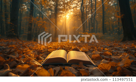 放置在森林中的書 AI 生成的圖像 113497551