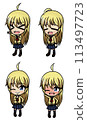 Illustration set of a blonde girl wearing a sailor suit 113497723