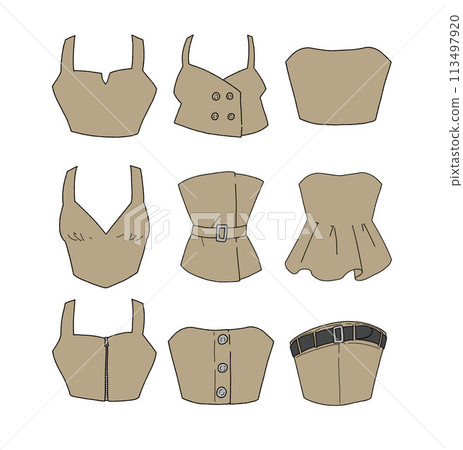 Brown bustier illustration set 113497920
