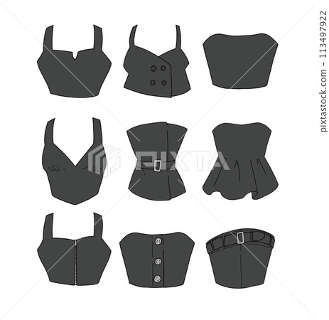Black bustier illustration set 113497922
