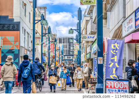 Urban landscape of Shinagawa-ku, Tokyo, Togoshi Ginza Station, Togoshi Ginza shopping street Urban landscape of Shinagawa-ku, Tokyo, Togoshi Ginza Station, Togoshi Ginza shopping street 113498262