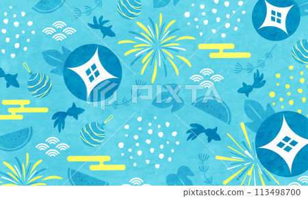 Summer morning glory and fireworks seamless pattern vector illustration background Summer morning glory and fireworks seamless pattern vector illustration background 113498700