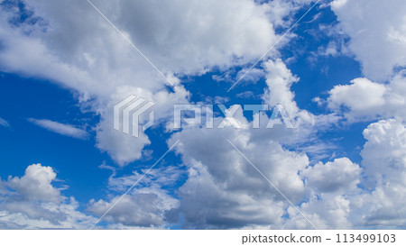 許多白雲在藍天上流動 113499103
