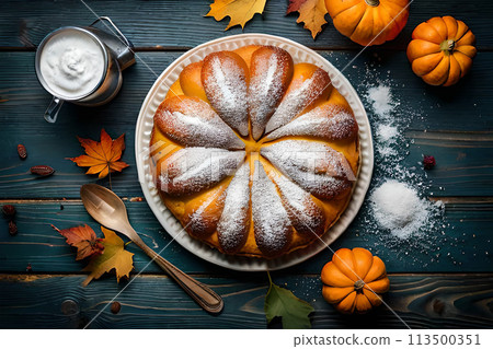 Homemade Healthy Thanksgiving Day Pumpkin PIe with Whipped Cream Homemade Healthy Thanksgiving Day Pumpkin PIe with Whipped Cream 113500351
