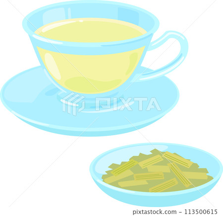 Dried lemongrass leaves and herbal tea Dried lemongrass leaves and herbal tea 113500615