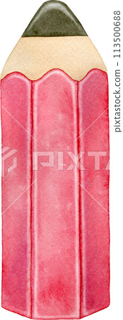 Watercolor illustration in thick pencil (red) 113500688