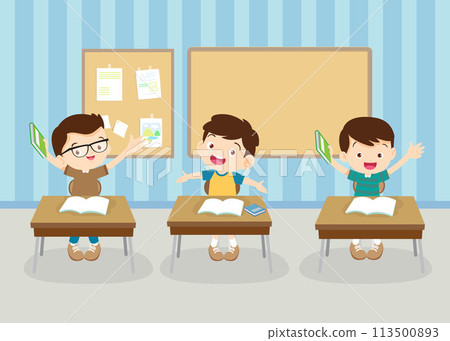 students and teacher in classroom 113500893
