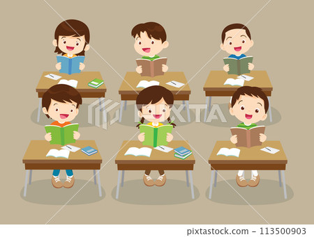 students and teacher in classroom 113500903