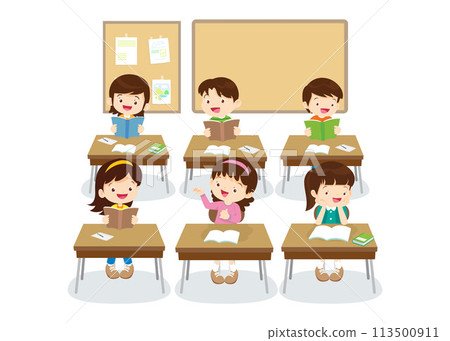 students and teacher in classroom 113500911