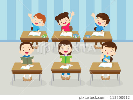 students and teacher in classroom 113500912