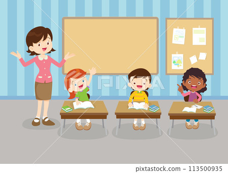 students and teacher in classroom students and teacher in classroom 113500935