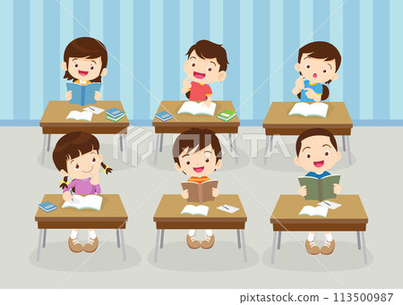 students and teacher in classroom 113500987