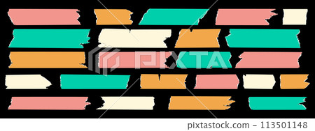 Washi tapes collection. Design elements for decorations, scrapbooking, design templates, banner and sticker. 113501148