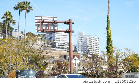 Atami resort condominiums and hotel streetscape Atami resort condominiums and hotel streetscape 113501220