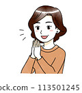 A watercolor illustration of a middle-aged woman who says, "I see!" 113501245
