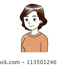 Watercolor style illustration of a smiling middle-aged woman 113501246