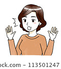 Watercolor illustration of a surprised middle-aged woman 113501247