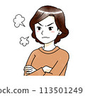 Watercolor illustration of an angry middle-aged woman 113501249