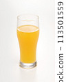 Orange juice in a glass on a white background 113501559