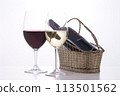 Image of red and white wine poured into a glass, glass of wine, glass of wine 113501562