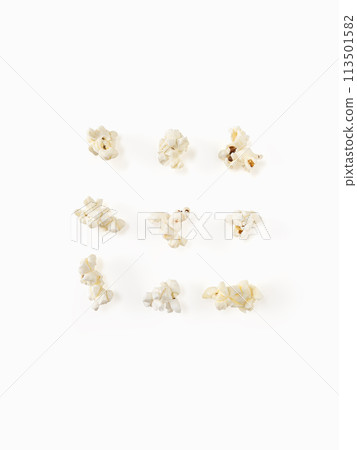 Popcorn set layout isolated on white background Popcorn set layout isolated on white background 113501582