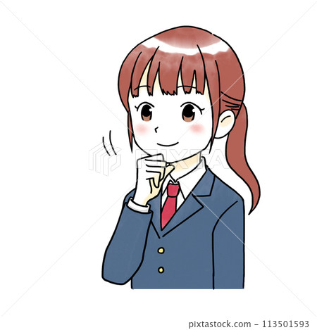 Watercolor illustration of a female student nodding 113501593