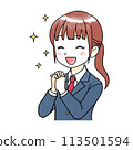Watercolor illustration of a happy female student 113501594