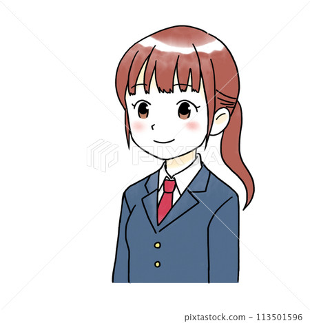 Smiling female student watercolor illustration Smiling female student watercolor illustration 113501596