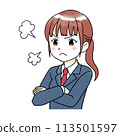 Watercolor illustration of a female student with her arms crossed 113501597