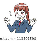 Watercolor illustration of a surprised female student 113501598